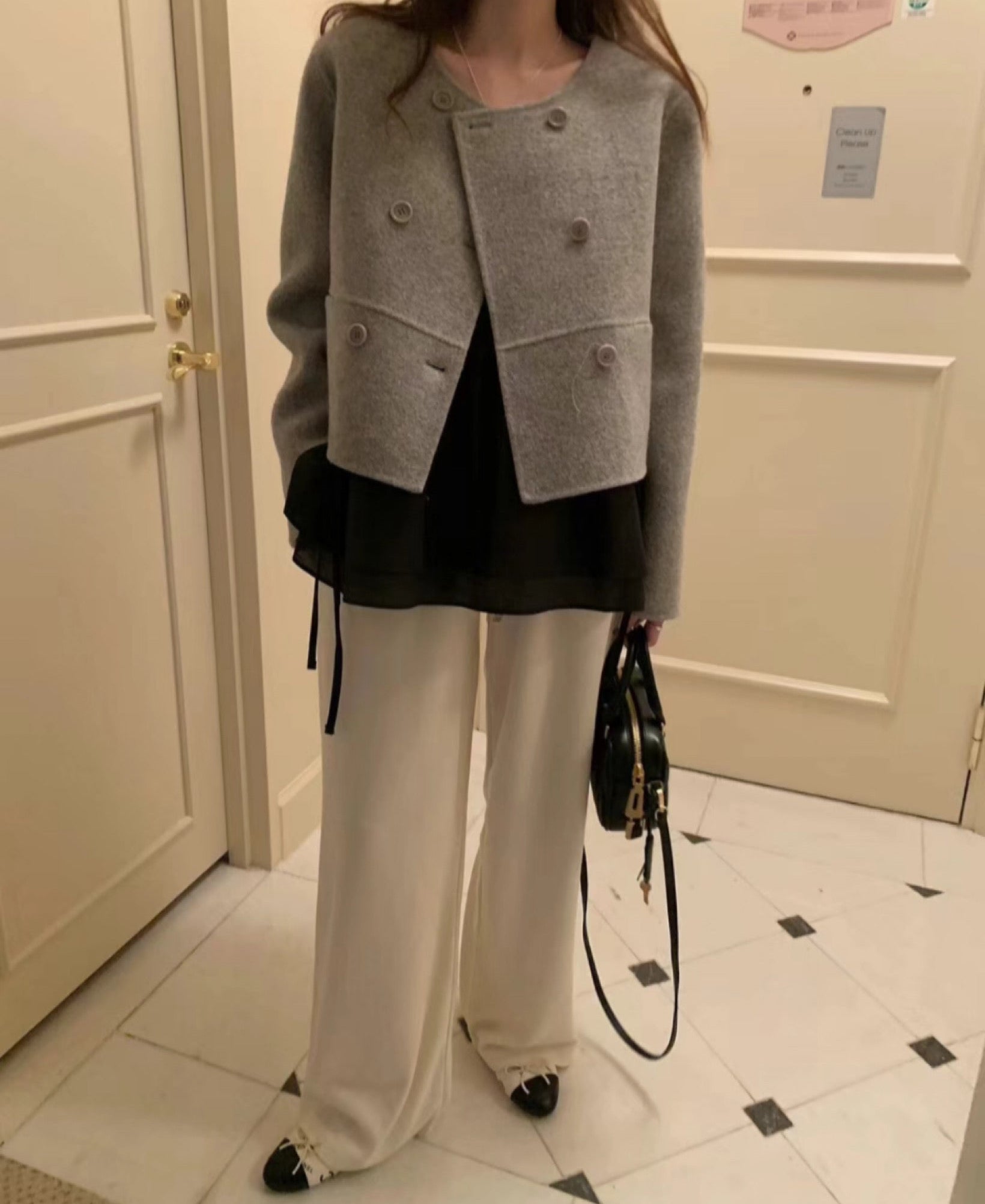 オシャレ レトロなグレーWボタンチェスターコート フリーサイズ by Harumam shops